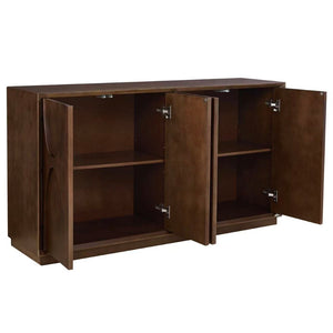 English Elm 4-door Sideboard with Real Wood Veneer Carved Panels Push Open Soft Close Storage W3137P270232