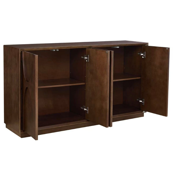English Elm 4-door Sideboard with Real Wood Veneer Carved Panels Push Open Soft Close Storage W3137P270232