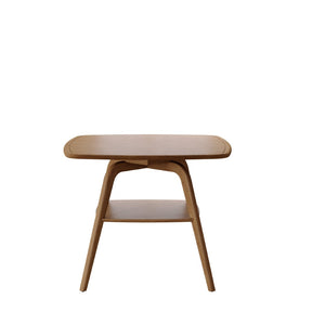 English Elm Modern Square Wood Dining Table with Lower Shelf Warm Grain Finish Seats Four Antique Natural W3137P270470