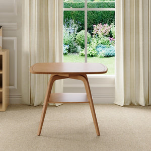 English Elm Modern Square Wood Dining Table with Lower Shelf Warm Grain Finish Seats Four Antique Natural W3137P270470