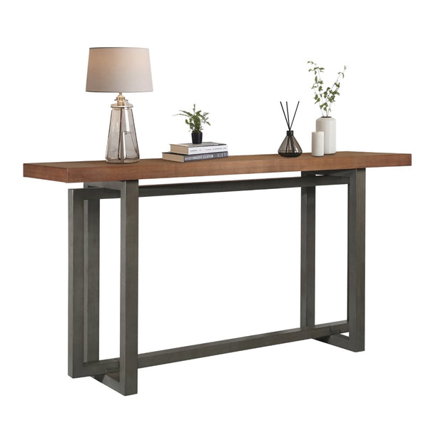English Elm 59" Slim Mdf Console Table Scratch Resistant Surface for Entryway Hallway or Foyer Gray/Walnut W3137P294537