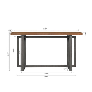 English Elm 59" Slim Mdf Console Table Scratch Resistant Surface for Entryway Hallway or Foyer Gray/Walnut W3137P294537
