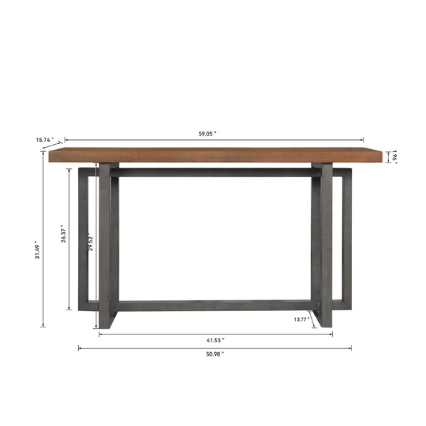 English Elm 59" Slim Mdf Console Table Scratch Resistant Surface for Entryway Hallway or Foyer Gray/Walnut W3137P294537