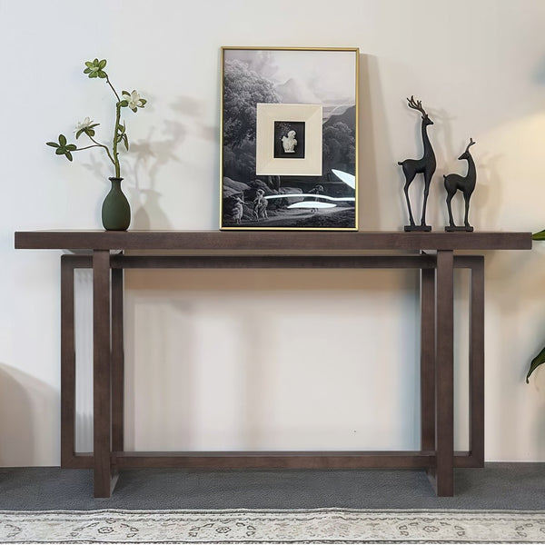 English Elm 59" Slim Mdf Console Table Scratch Resistant Surface for Entryway Hallway or Foyer Espresso W3137P295257