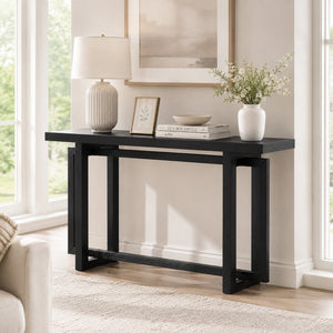 English Elm 59" Slim Mdf Console Table Scratch Resistant Surface for Entryway Hallway or Foyer Espresso W3137P295257