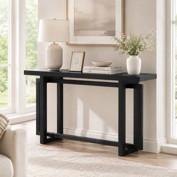 English Elm 59" Slim Mdf Console Table Scratch Resistant Surface for Entryway Hallway or Foyer Espresso W3137P295257