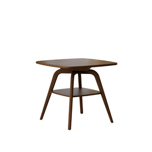 English Elm Modern Square Wood Dining Table with Lower Shelf Warm Grain Finish Seats Four Walnut W3137P295363