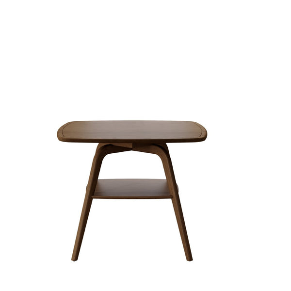 English Elm Modern Square Wood Dining Table with Lower Shelf Warm Grain Finish Seats Four Walnut W3137P295363