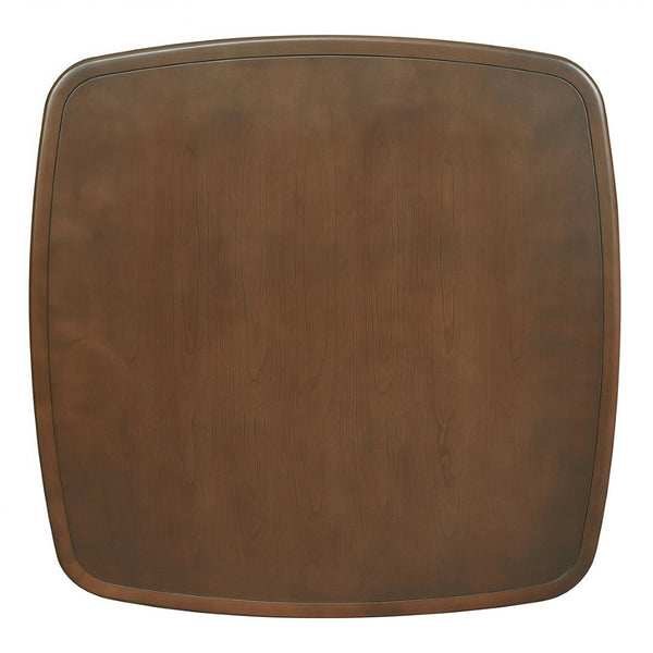 English Elm Modern Square Wood Dining Table with Lower Shelf Warm Grain Finish Seats Four Walnut W3137P295363