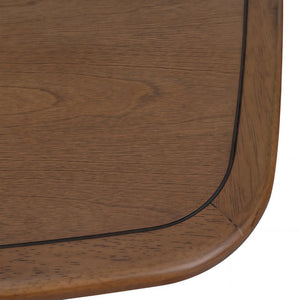 English Elm Modern Square Wood Dining Table with Lower Shelf Warm Grain Finish Seats Four Walnut W3137P295363
