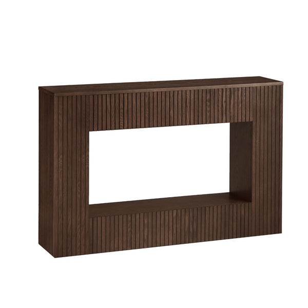 English Elm 55" Ash Veneer Slatted Console Table with Open Shelf for Entryway or Living Room W3137P317146