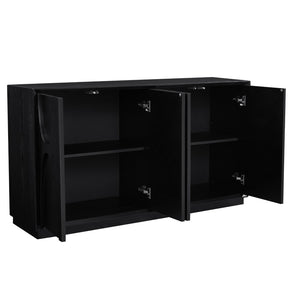 English Elm 4 Door Ash Veneer Sideboard with Carved Panels and Push Open Shelved Storage W3137P363229
