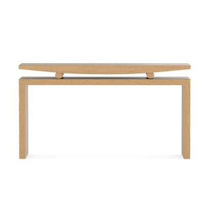English Elm Modern Sculptural Console Table with Wood Veneer Rubberwood Columns for Entryway Decor Natural W3137P412034