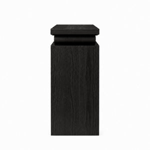 English Elm Modern Sculptural Console Table with Wood Veneer Rubberwood Columns for Entryway Decor Black W3137P412035