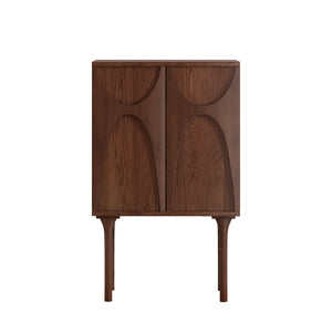 English Elm 2-door Carved Poplar Accent Cabinet with Piano Hinges and Built-in Door Rack Storage W3137P414072