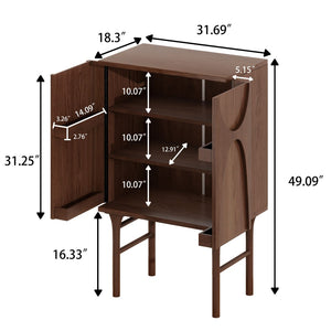 English Elm 2-door Carved Poplar Accent Cabinet with Piano Hinges and Built-in Door Rack Storage W3137P414072