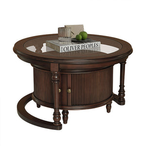 English Elm Modern Nesting Tables Tempered Glass Top Rubberwood Frame Living Room Set Dark Brown W3137S00001
