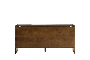 English Elm Mid-Century Modern Credenza with Arched Wood Door Panels and Push Open Storage Walnut W3137S00011