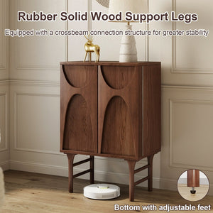 English Elm High-Leg Ash Veneer Wine Cabinet with Sculptural Doors and Adjustable Shelving W3137S00028