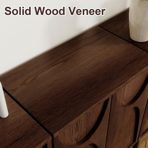 English Elm High-Leg Ash Veneer Wine Cabinet with Sculptural Doors and Adjustable Shelving W3137S00028