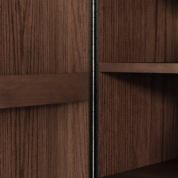 English Elm High-Leg Ash Veneer Wine Cabinet with Sculptural Doors and Adjustable Shelving W3137S00028