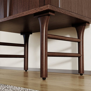 English Elm High-Leg Ash Veneer Wine Cabinet with Sculptural Doors and Adjustable Shelving W3137S00028