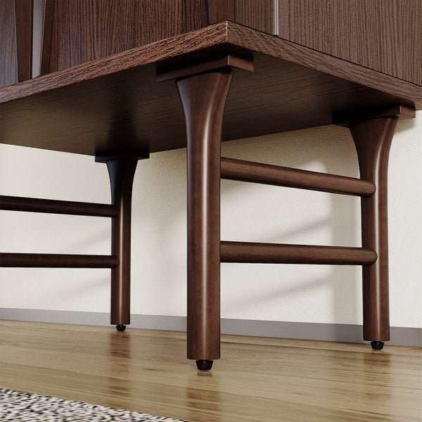 English Elm High-Leg Ash Veneer Wine Cabinet with Sculptural Doors and Adjustable Shelving W3137S00028