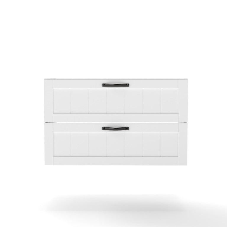 English Elm 32-Inch,double-Drawer Floating Bathroom Vanity Cabinet with Soft-Close Drawers White Finish W3151P264889