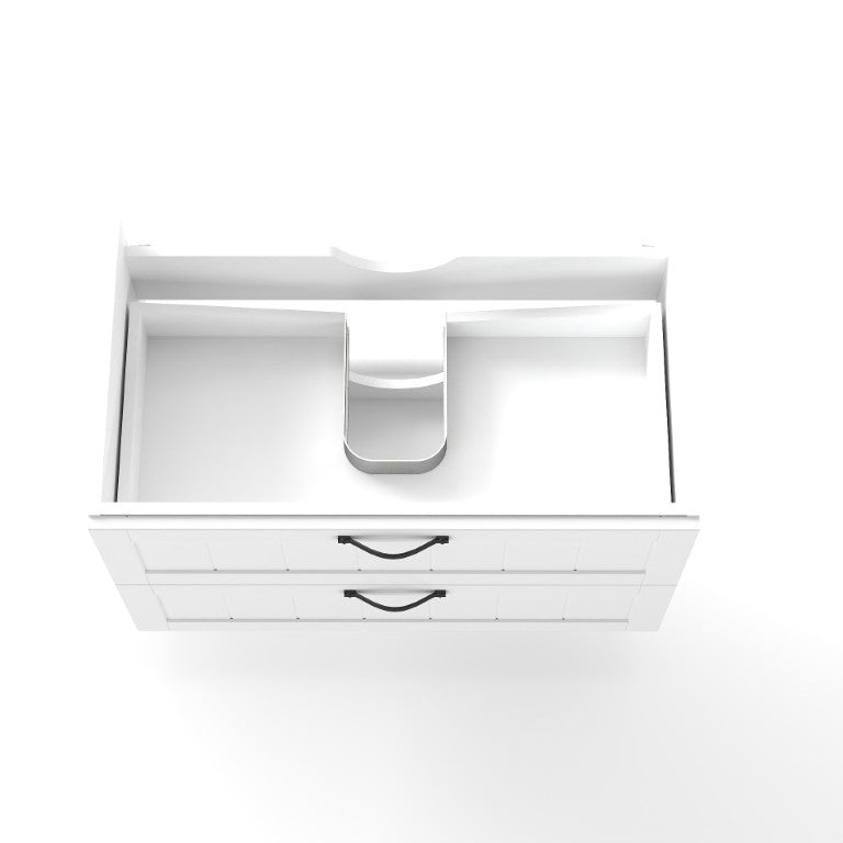 English Elm 32-Inch,double-Drawer Floating Bathroom Vanity Cabinet with Soft-Close Drawers White Finish W3151P264889
