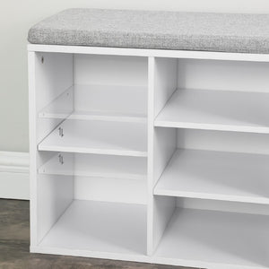 English Elm Shoe Storage Bench with Cushioned Seat Drawer and Open Shelving for Entryway W3151P345969