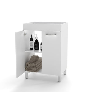 English Elm 24-Inch Glossy White Floor Vanity Cabinet Soft Close Doors Adjustable Shelf Modern Bath W3151P353909