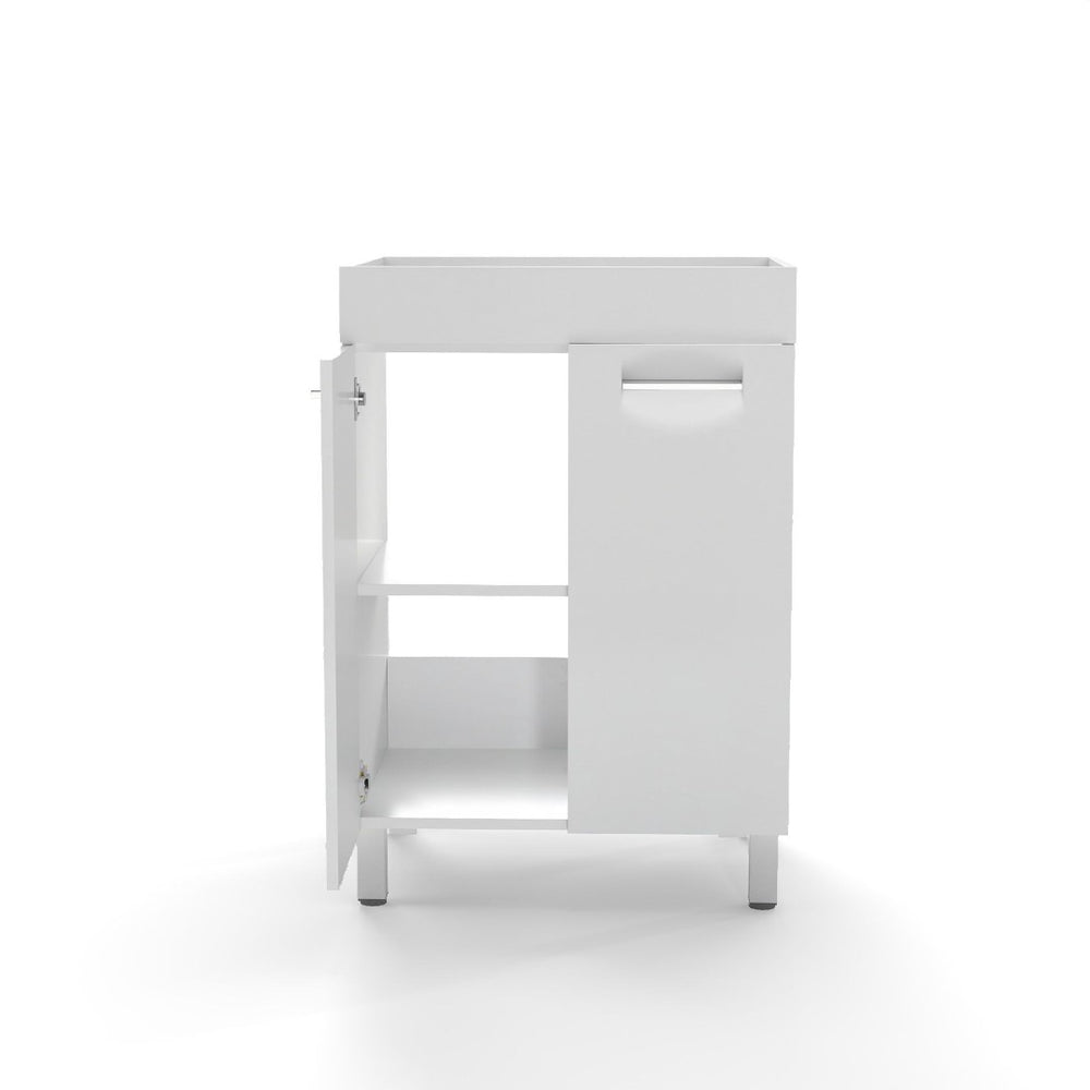 English Elm 24-Inch Glossy White Floor Vanity Cabinet Soft Close Doors Adjustable Shelf Modern Bath W3151P353909