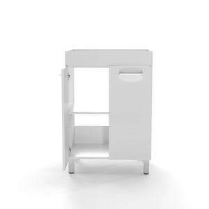 English Elm 24-Inch Glossy White Floor Vanity Cabinet Soft Close Doors Adjustable Shelf Modern Bath W3151P353909