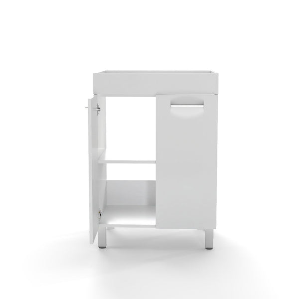 English Elm 24-Inch Glossy White Floor Vanity Cabinet Soft Close Doors Adjustable Shelf Modern Bath W3151P353909