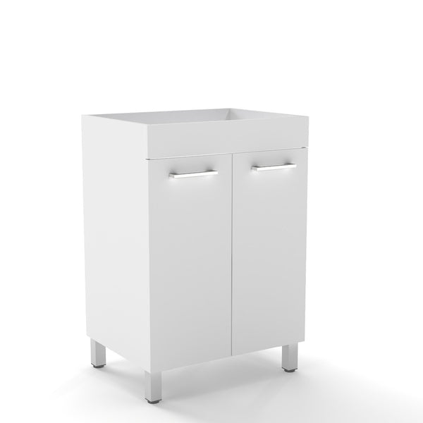 English Elm 24-Inch Glossy White Floor Vanity Cabinet Soft Close Doors Adjustable Shelf Modern Bath W3151P353909