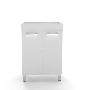 English Elm 24-Inch Glossy White Floor Vanity Cabinet Soft Close Doors Adjustable Shelf Modern Bath W3151P353909