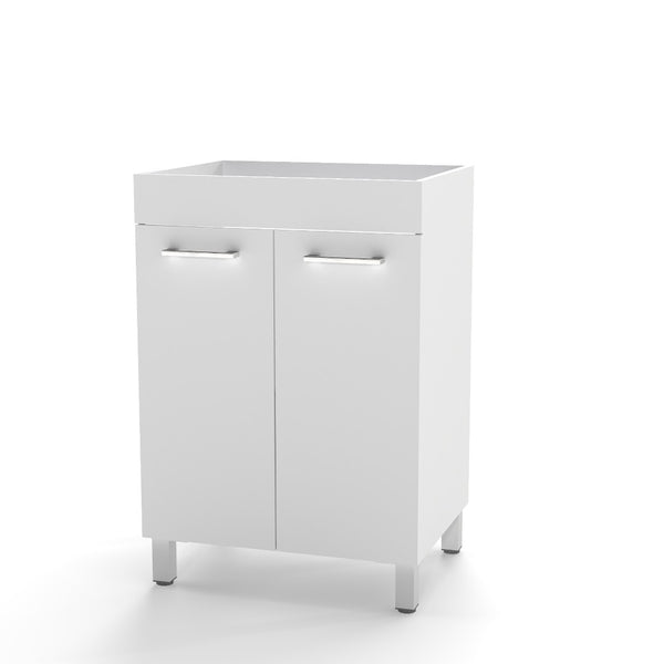 English Elm 24-Inch Glossy White Floor Vanity Cabinet Soft Close Doors Adjustable Shelf Modern Bath W3151P353909