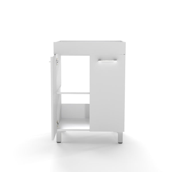 English Elm 24-Inch Glossy White Floor Vanity Cabinet Soft Close Doors Adjustable Shelf Modern Bath W3151P353909