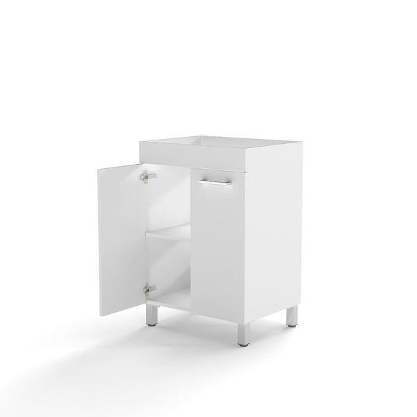 English Elm 24-Inch Glossy White Floor Vanity Cabinet Soft Close Doors Adjustable Shelf Modern Bath W3151P353909