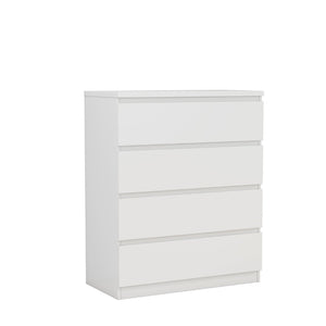 English Elm 4 Drawer Modern Chest Engineered Wood Handle Free Minimalist Storage for Bedroom Closet White W3151P407890