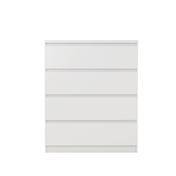 English Elm 4 Drawer Modern Chest Engineered Wood Handle Free Minimalist Storage for Bedroom Closet White W3151P407890
