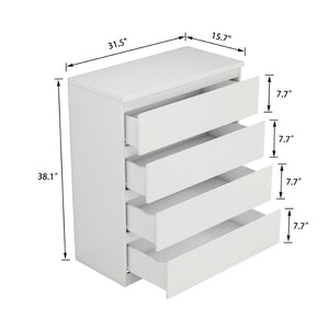 English Elm 4 Drawer Modern Chest Engineered Wood Handle Free Minimalist Storage for Bedroom Closet White W3151P407890