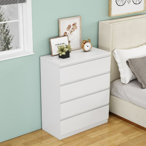 English Elm 4 Drawer Modern Chest Engineered Wood Handle Free Minimalist Storage for Bedroom Closet White W3151P407890