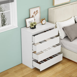 English Elm 4 Drawer Modern Chest Engineered Wood Handle Free Minimalist Storage for Bedroom Closet White W3151P407890