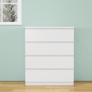 English Elm 4 Drawer Modern Chest Engineered Wood Handle Free Minimalist Storage for Bedroom Closet White W3151P407890
