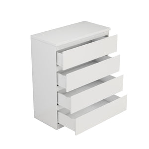 English Elm 4 Drawer Modern Chest Engineered Wood Handle Free Minimalist Storage for Bedroom Closet White W3151P407890