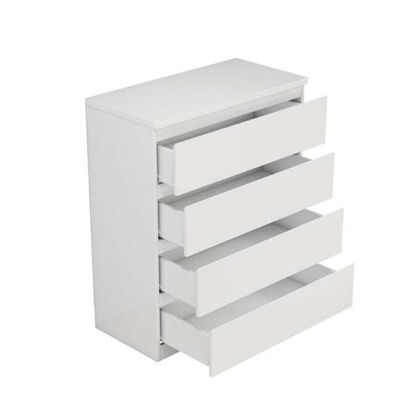 English Elm 4 Drawer Modern Chest Engineered Wood Handle Free Minimalist Storage for Bedroom Closet White W3151P407890