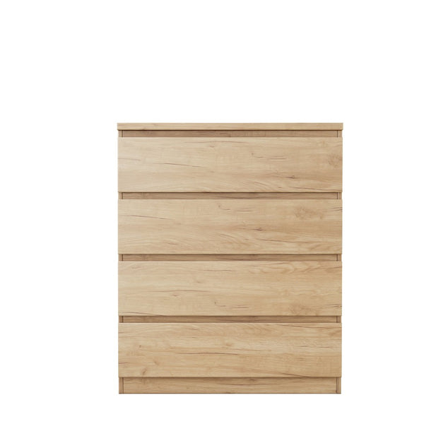English Elm 4 Drawer Modern Chest Engineered Wood Handle Free Minimalist Storage for Bedroom Closet Natural W3151P407891