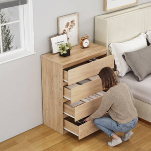 English Elm 4 Drawer Modern Chest Engineered Wood Handle Free Minimalist Storage for Bedroom Closet Natural W3151P407891