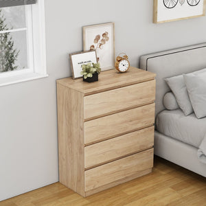 English Elm 4 Drawer Modern Chest Engineered Wood Handle Free Minimalist Storage for Bedroom Closet Natural W3151P407891